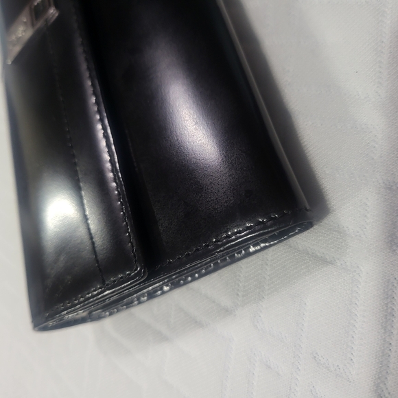 Yves Saint Laurent Black Smooth Leather Paris Long Wallet - Picture 10 of 11